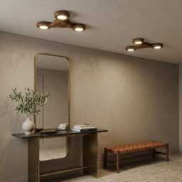 Solid Wood Flush Mount Ceiling Light, Gx53 Light Bulb - thumbnail 2