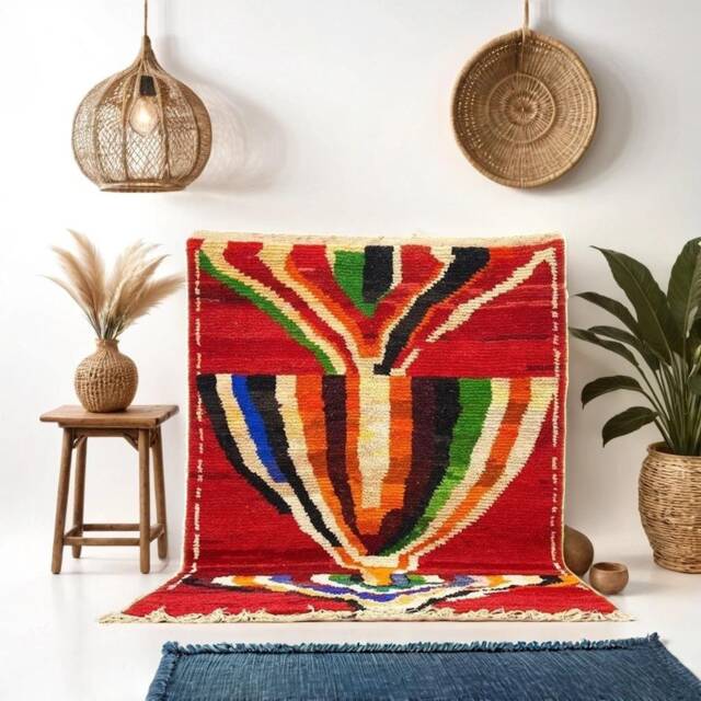 Custom Boujad Rug Authentic Multicolored Moroccan Wool Carpet - image 1