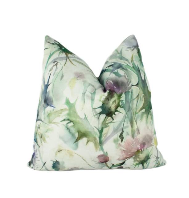 Voyage - Cirsium Damson Stunning Floral Watercolour Thistle Cushion Cover Handmade Throw Pillow Designer Home Decor - image 1