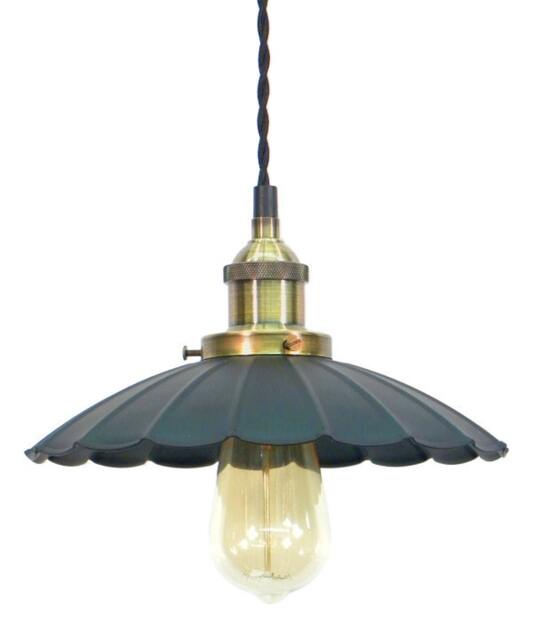 Ruffled Shade Pendant Light - Hanging Kitchen Island Ceiling Fixture Edison Vintage Style Antique Rustic Lighting - image 1
