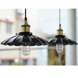 Ruffled Shade Pendant Light - Hanging Kitchen Island Ceiling Fixture Edison Vintage Style Antique Rustic Lighting - thumbnail 3