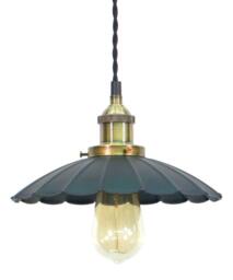 Ruffled Shade Pendant Light - Hanging Kitchen Island Ceiling Fixture Edison Vintage Style Antique Rustic Lighting