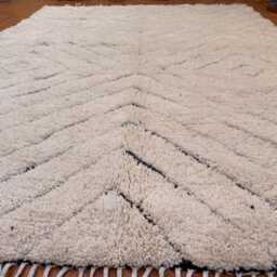Amazing Moroccan Beni Ourain Rug - White & Black Diamond Wool Handmade Berber Shag Carpet Minimalist Area - thumbnail 3