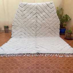 Amazing Moroccan Beni Ourain Rug - White & Black Diamond Wool Handmade Berber Shag Carpet Minimalist Area - thumbnail 4