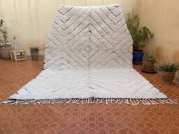 Amazing Moroccan Beni Ourain Rug - White & Black Diamond Wool Handmade Berber Shag Carpet Minimalist Area - thumbnail 1