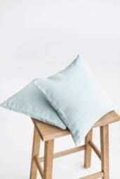 Ocean Linen Pillow Cover, Natural Pillowcase in Sky Blue, Linen Decorative Cover With Zipper, Light Blue Cushion Cover - thumbnail 1