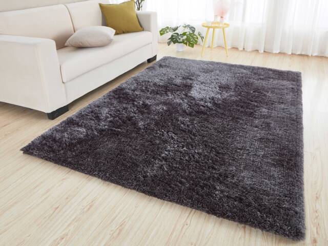 New Dark Grey Thick Silky Soft Shag Pile Rug Modern Luxurious High Quality Mats - image 1