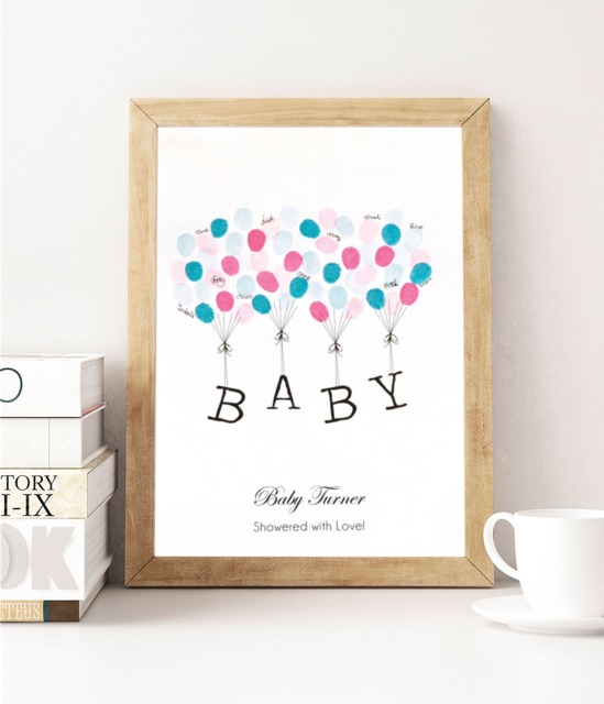 A4 Size Baby Shower Guest Book - Floating Letters Design. Personalised Gift Nursey Print Wall Art Free Del Australia - image 1