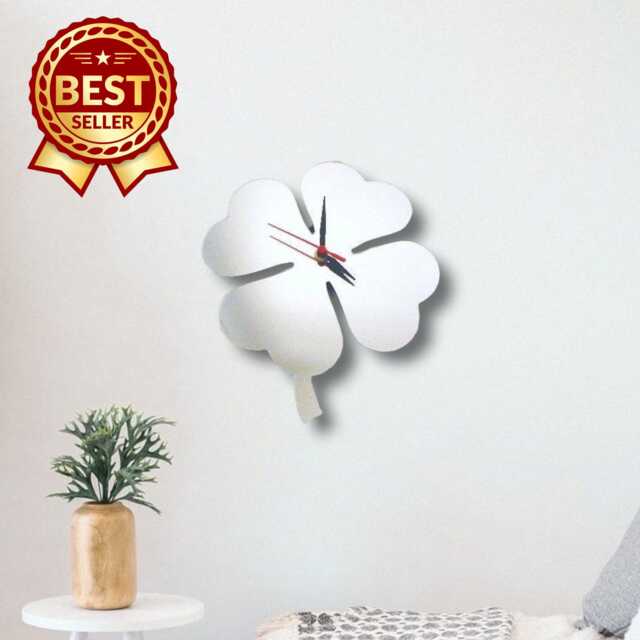 Lucky Four Leaf Clover Acrylic Clock - Many Colours Available - Bespoke Shapes & Sizes Made - image 1