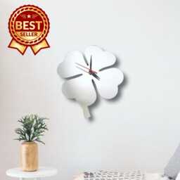 Lucky Four Leaf Clover Acrylic Clock - Many Colours Available - Bespoke Shapes & Sizes Made - thumbnail 1