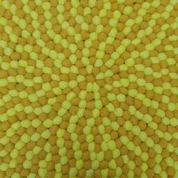 Handmade Wool Felt Ball Rug Mustard Yellow Pom Nursery Decor - thumbnail 3