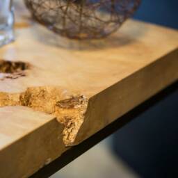 Solid Mapa Burl Wood Side Table Set Satin Brass Coffee - thumbnail 3