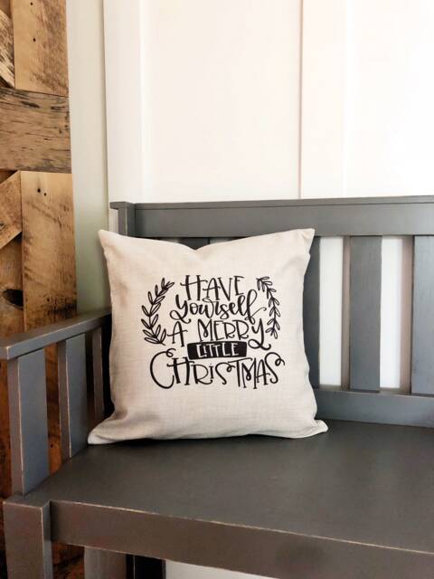 Merry Christmas Linen Pillow Cover Farmhouse Holiday Decor - image 1