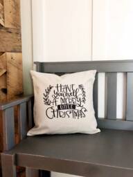 Merry Christmas Linen Pillow Cover Farmhouse Holiday Decor - thumbnail 1