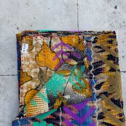 Indian Handmade Cotton Kantha Suzani Quilt Throw - thumbnail 4