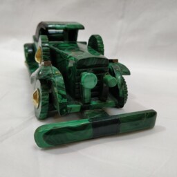 Handcarved Malachite Vintage Car Model - Gemstone Miniature Luxury Vehicle Men's Gift Classic Automobile Sculpture - thumbnail 3