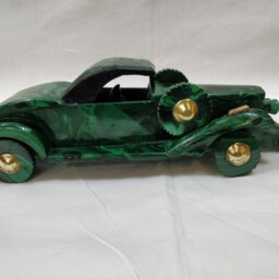 Handcarved Malachite Vintage Car Model - Gemstone Miniature Luxury Vehicle Men's Gift Classic Automobile Sculpture - thumbnail 4