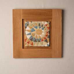 Desert Sun Ceramic Wall Art in White Oak Frame - Made To Order Original