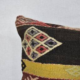 "Turkish Kilim Pillow Cover Handwoven Wool Home Decor - 17.3"" X 18.9" - thumbnail 2