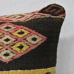 "Turkish Kilim Pillow Cover Handwoven Wool Home Decor - 17.3"" X 18.9" - thumbnail 3