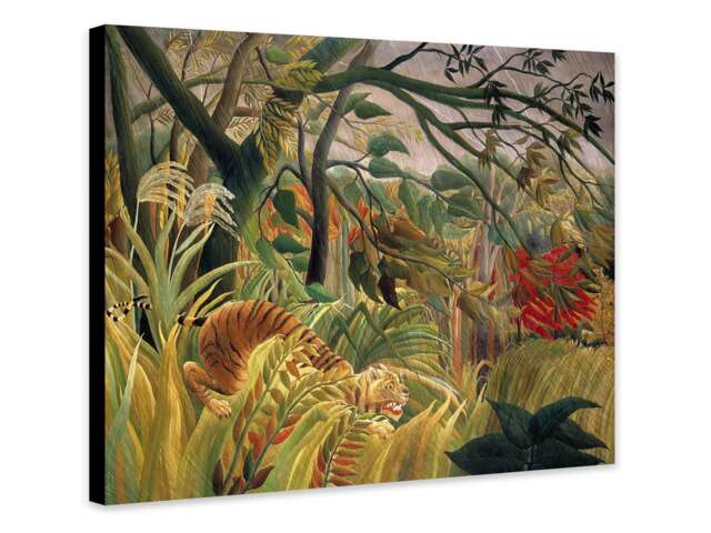 Henri Rousseau Tiger in A Tropical Storm - Framed Canvas Art Print - image 1
