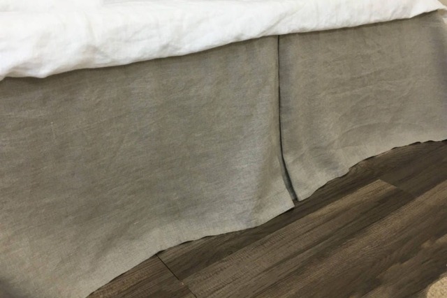 Dark Linen Tailored Bed Skirt With Pleats, 100% Natural Linen, Shabby Chic Bedding, Tailored Linen Dust Ruffle, Bedskirt - image 1