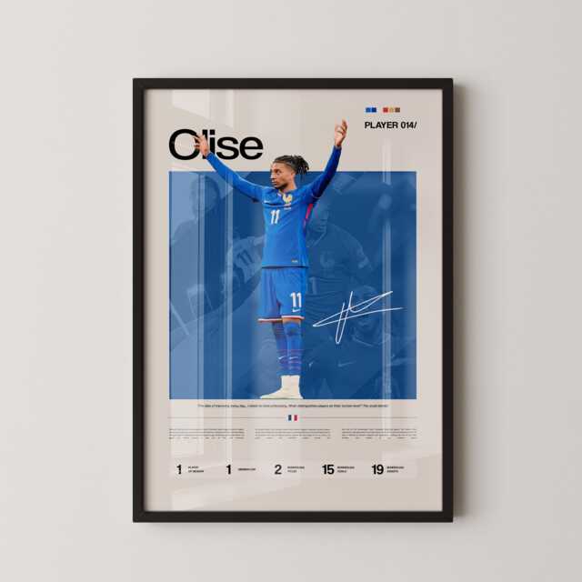 Michael Olise France Creative Winger Poster, Football Wall Art, Soccer Stats Print, Gift - image 1