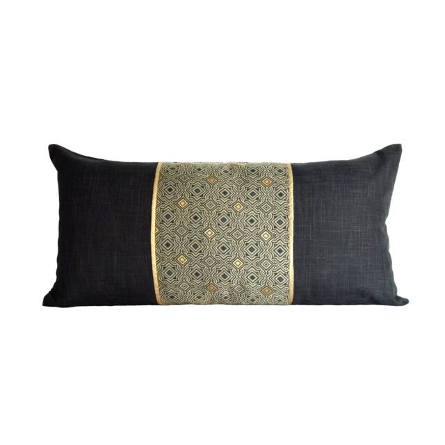 Lumbar Throw Pillow Cover 12x24, Black Case, Rectangular Cushion Cover, Long Pillow, Decorative - image 1