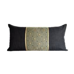 Lumbar Throw Pillow Cover 12x24, Black Case, Rectangular Cushion Cover, Long Pillow, Decorative - thumbnail 1