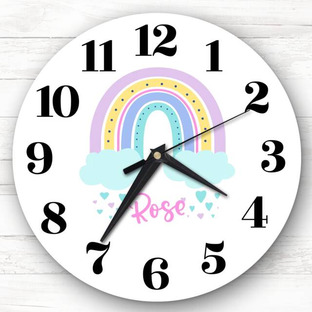 Rainbow Girls Room Custom Gift Personalised Clock - image 1