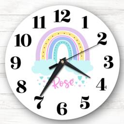 Rainbow Girls Room Custom Gift Personalised Clock - thumbnail 1