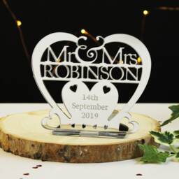 Personalised Silver Heart Tealight Holder - Mr & Mrs, Wedding Gift - thumbnail 2