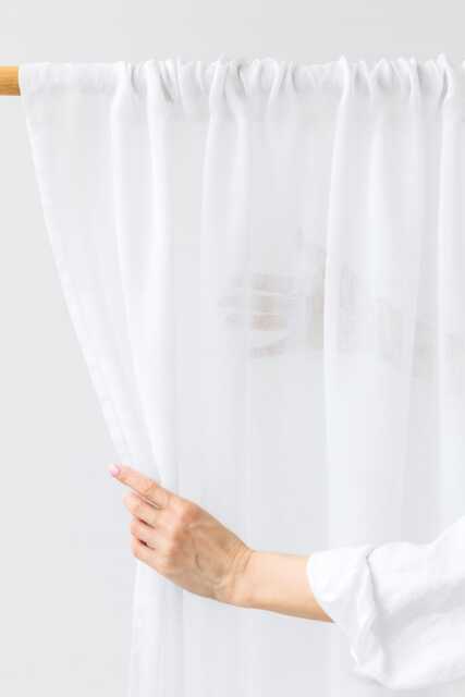 White Sheer Linen Rod Pocket Curtain - Panel For Windows, Doors Or Room Dividers Lightweight Custom Farmhouse Style Drapes - image 1