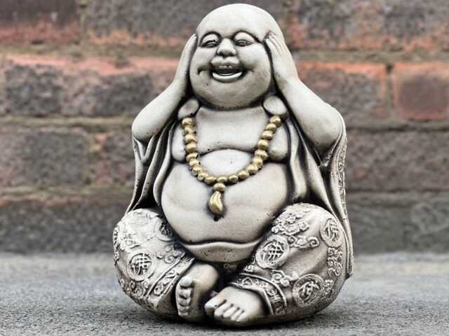 Massive Smiling Buddha Figurine Concrete Happy Buddha Decor Outdoor Chinese Ornament Cement Japanese Decoration Zen Garden Sculpture - image 1
