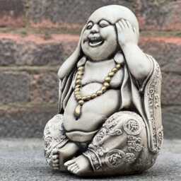 Massive Smiling Buddha Figurine Concrete Happy Buddha Decor Outdoor Chinese Ornament Cement Japanese Decoration Zen Garden Sculpture - thumbnail 2