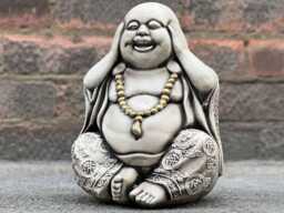 Massive Smiling Buddha Figurine Concrete Happy Buddha Decor Outdoor Chinese Ornament Cement Japanese Decoration Zen Garden Sculpture - thumbnail 1