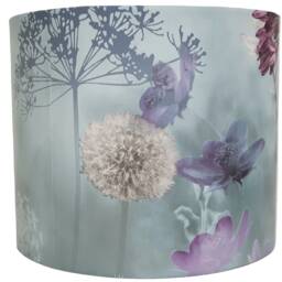 Duck Egg Floral Lampshade For Ceiling & Table Lamps, Dandelion Botanical Drum Light Shade - thumbnail 2