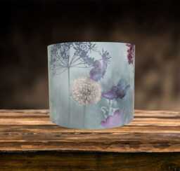 Duck Egg Floral Lampshade For Ceiling & Table Lamps, Dandelion Botanical Drum Light Shade