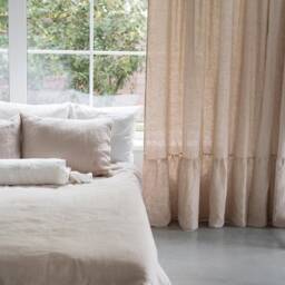 Sample Sale/Ruffled Milky White Color Linen Curtain With Rod Pocket Curtains 55x84 - thumbnail 4