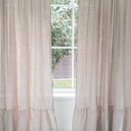 Sample Sale/Ruffled Milky White Color Linen Curtain With Rod Pocket Curtains 55x84 - thumbnail 3