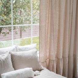 Sample Sale/Ruffled Milky White Color Linen Curtain With Rod Pocket Curtains 55x84 - thumbnail 2