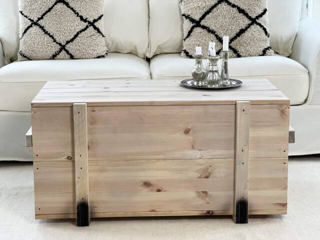 Coffee Table Chest Wooden Box Vintage Shabby Chic - image 1