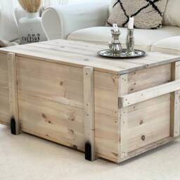 Coffee Table Chest Wooden Box Vintage Shabby Chic - thumbnail 2