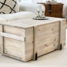 Coffee Table Chest Wooden Box Vintage Shabby Chic - thumbnail 3