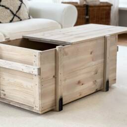 Coffee Table Chest Wooden Box Vintage Shabby Chic - thumbnail 4