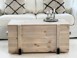 Coffee Table Chest Wooden Box Vintage Shabby Chic - thumbnail 1