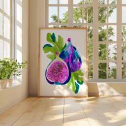 Colorful Fig Fruit Wall Art Print, Modern Kitchen Poster, Watercolor Food Illustration, Botanical Artwork, Dining Room Decor - thumbnail 3