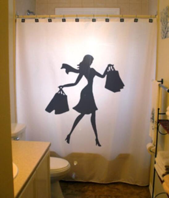 Shopping Queen Shower Curtain, Fashion Girl Bathroom Decor - image 1