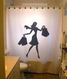 Shopping Queen Shower Curtain, Fashion Girl Bathroom Decor - thumbnail 1