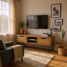 Tv Cabinet With Metal Legs - Reclaimed Wood Media Console Drawers Rustic Industrial Stand Mid-Century Storage Unit - thumbnail 1